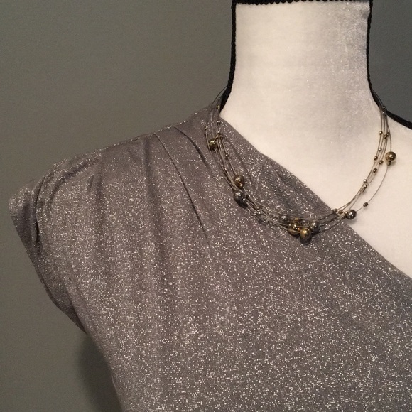 Sparkly Silver One shoulder top - Picture 2 of 3